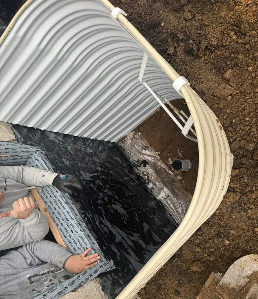 Basement waterproofing work