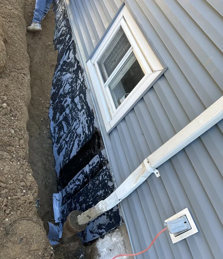 Completed waterproofing job